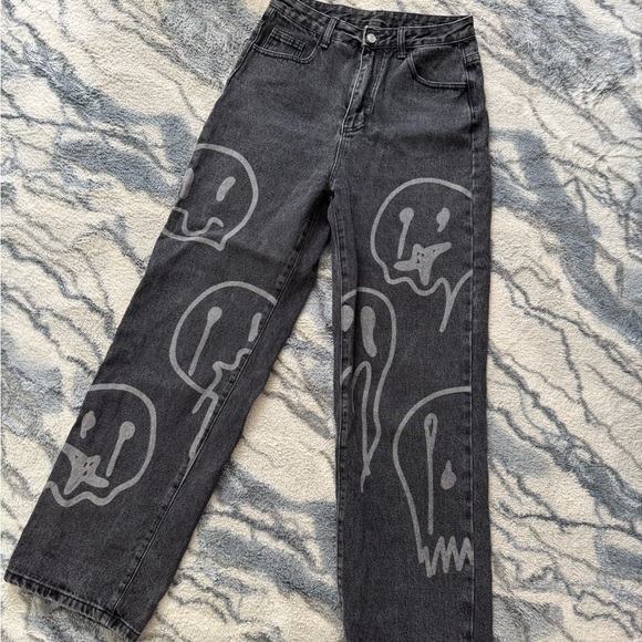 SHEIN Charcoal Denim with Ghost Motif - Picture 1 of 3